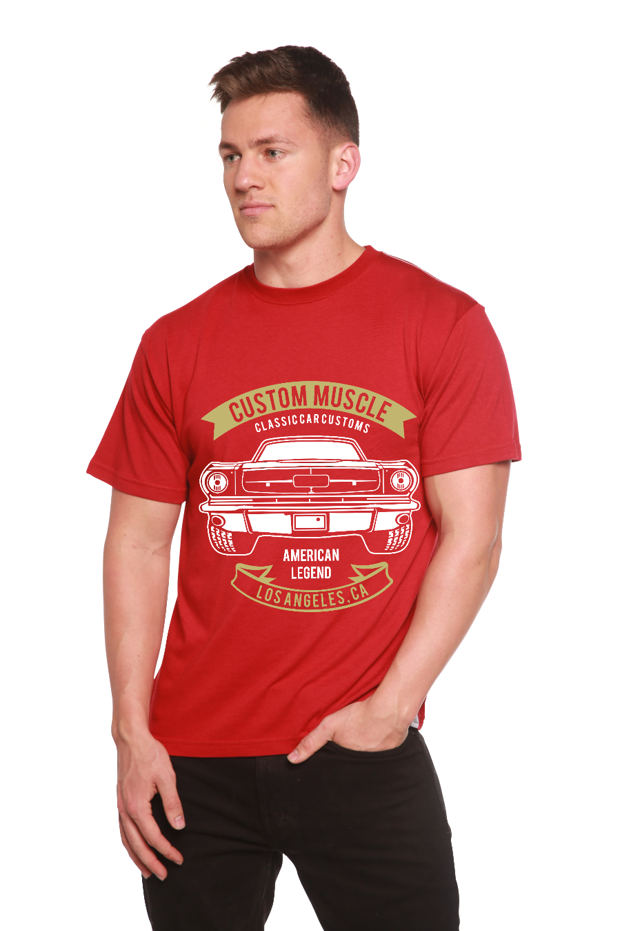 Custom Muscle Men's Bamboo Viscose/Organic Cotton Short Sleeve Graphic T-Shirt