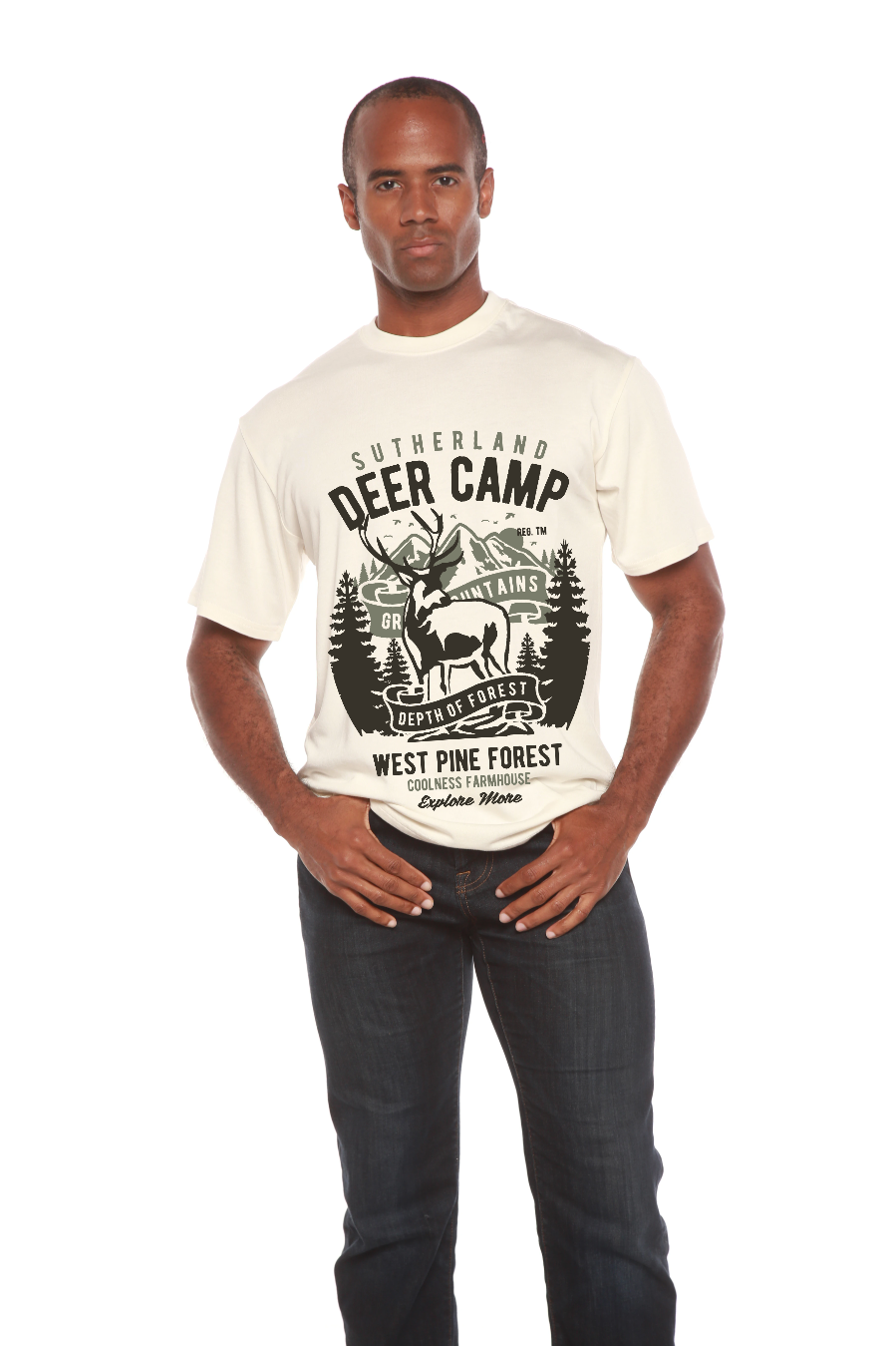 Deer Camp Men's Bamboo Viscose/Organic Cotton Short Sleeve Graphic T-Shirt