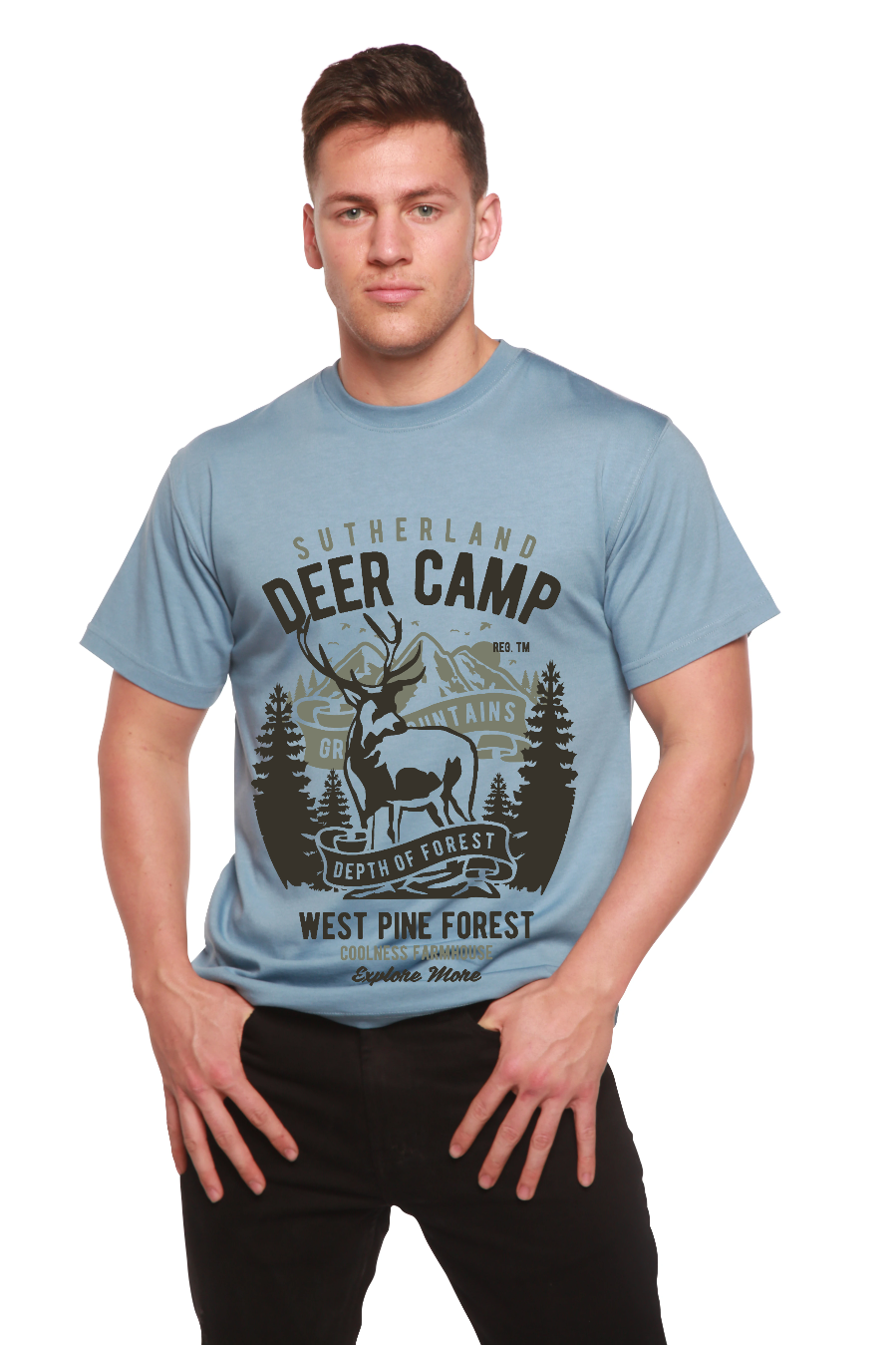 Deer Camp Men's Bamboo Viscose/Organic Cotton Short Sleeve Graphic T-Shirt