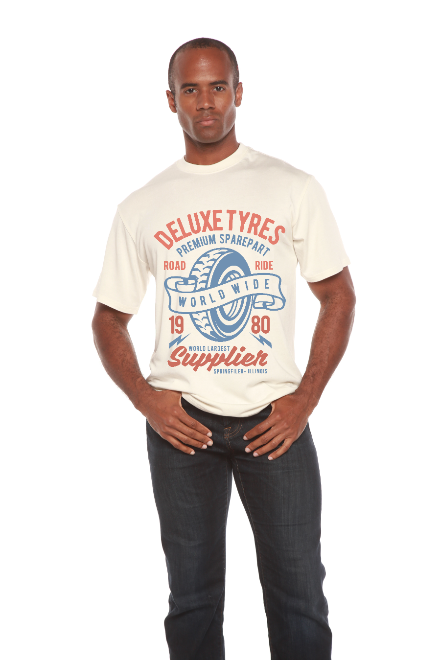 Deluxe Tyres Men's Bamboo Viscose/Organic Cotton Short Sleeve Graphic T-Shirt