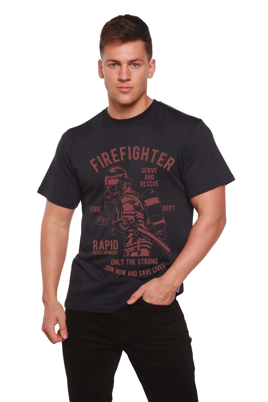 Firefighter Dept Men's Bamboo Viscose/Organic Cotton Short Sleeve Graphic T-Shirt