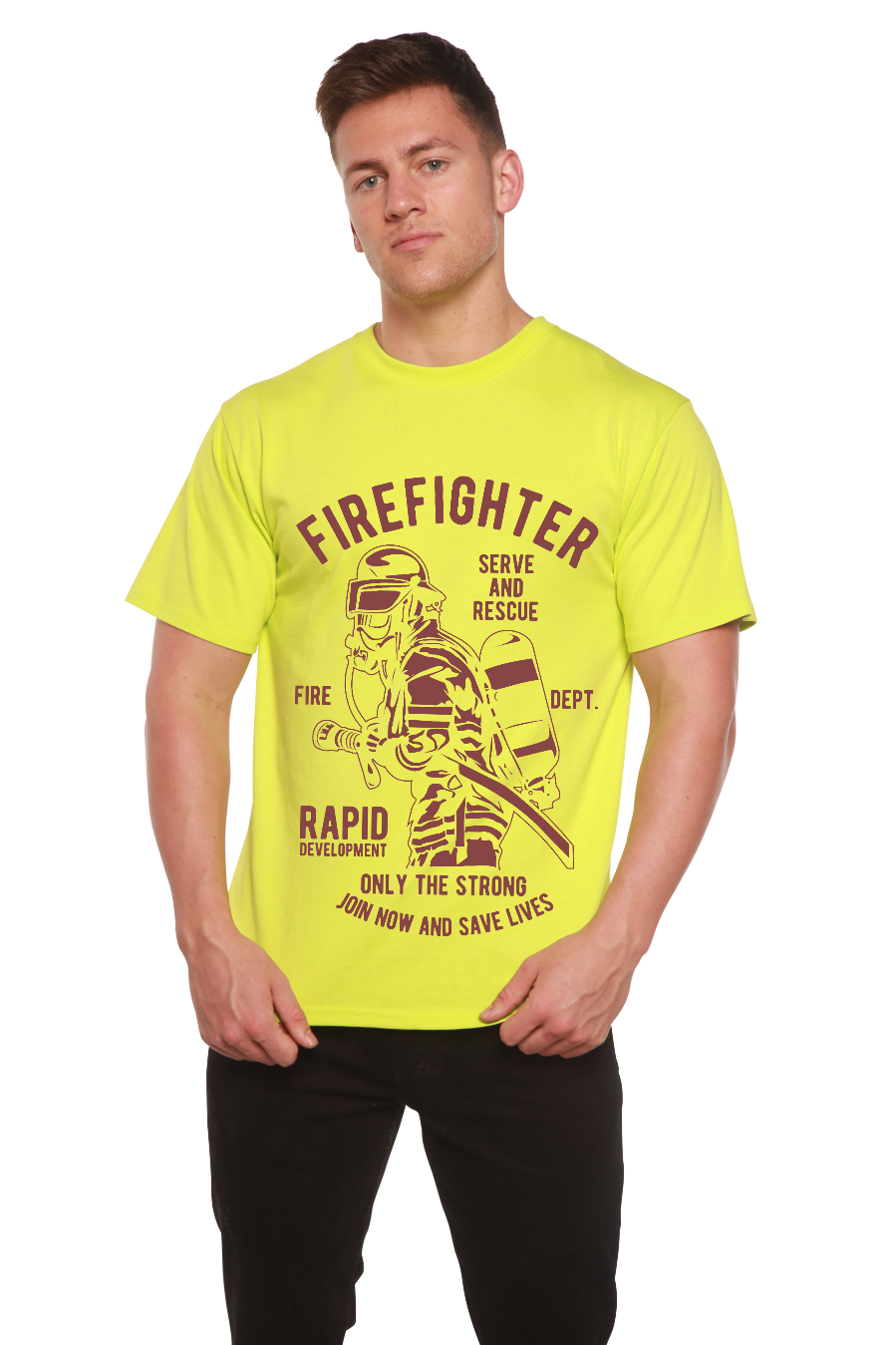 Firefighter Dept Men's Bamboo Viscose/Organic Cotton Short Sleeve Graphic T-Shirt