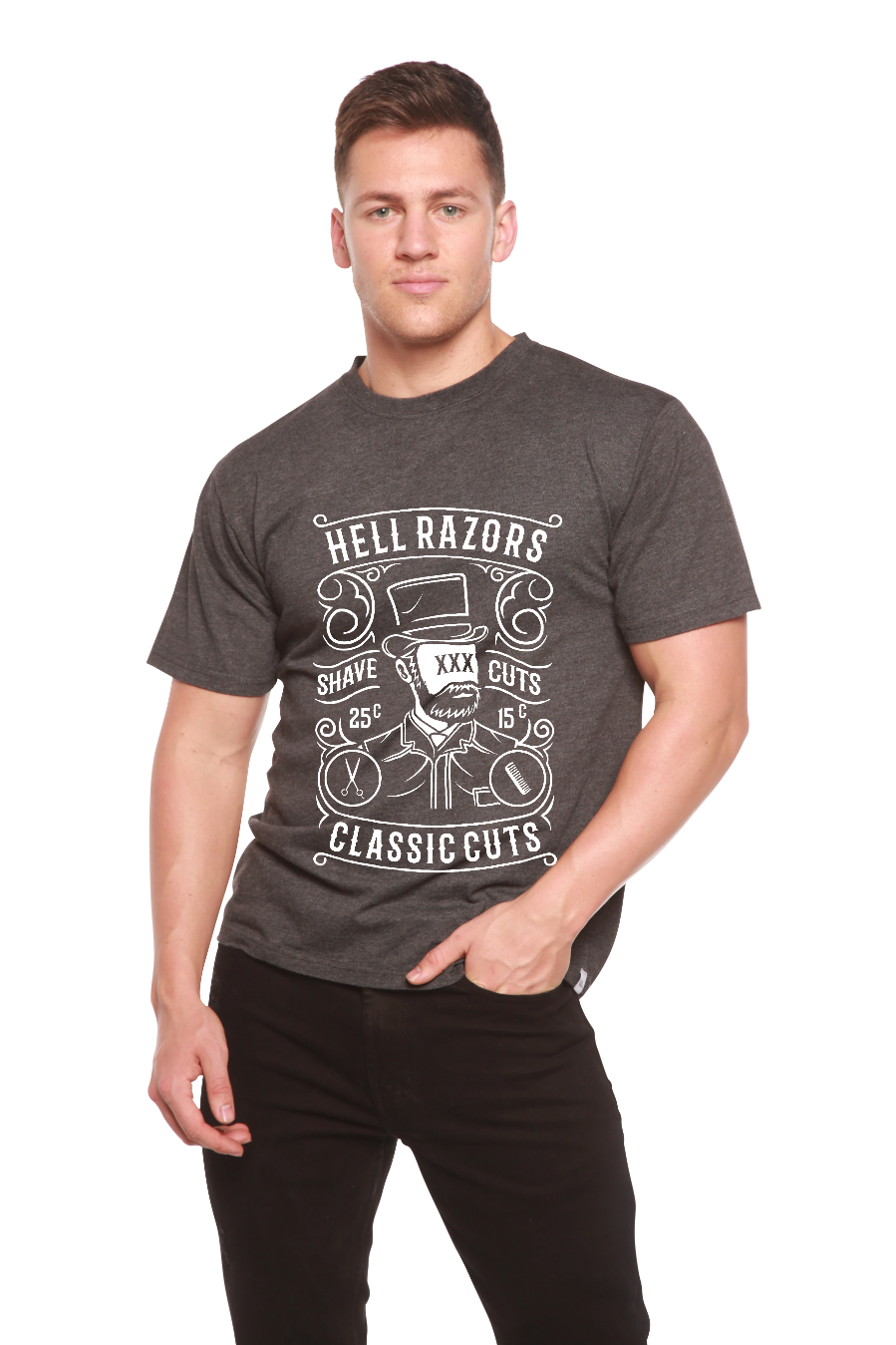 Hell Razors Men's Bamboo Viscose/Organic Cotton Short Sleeve Graphic T-Shirt