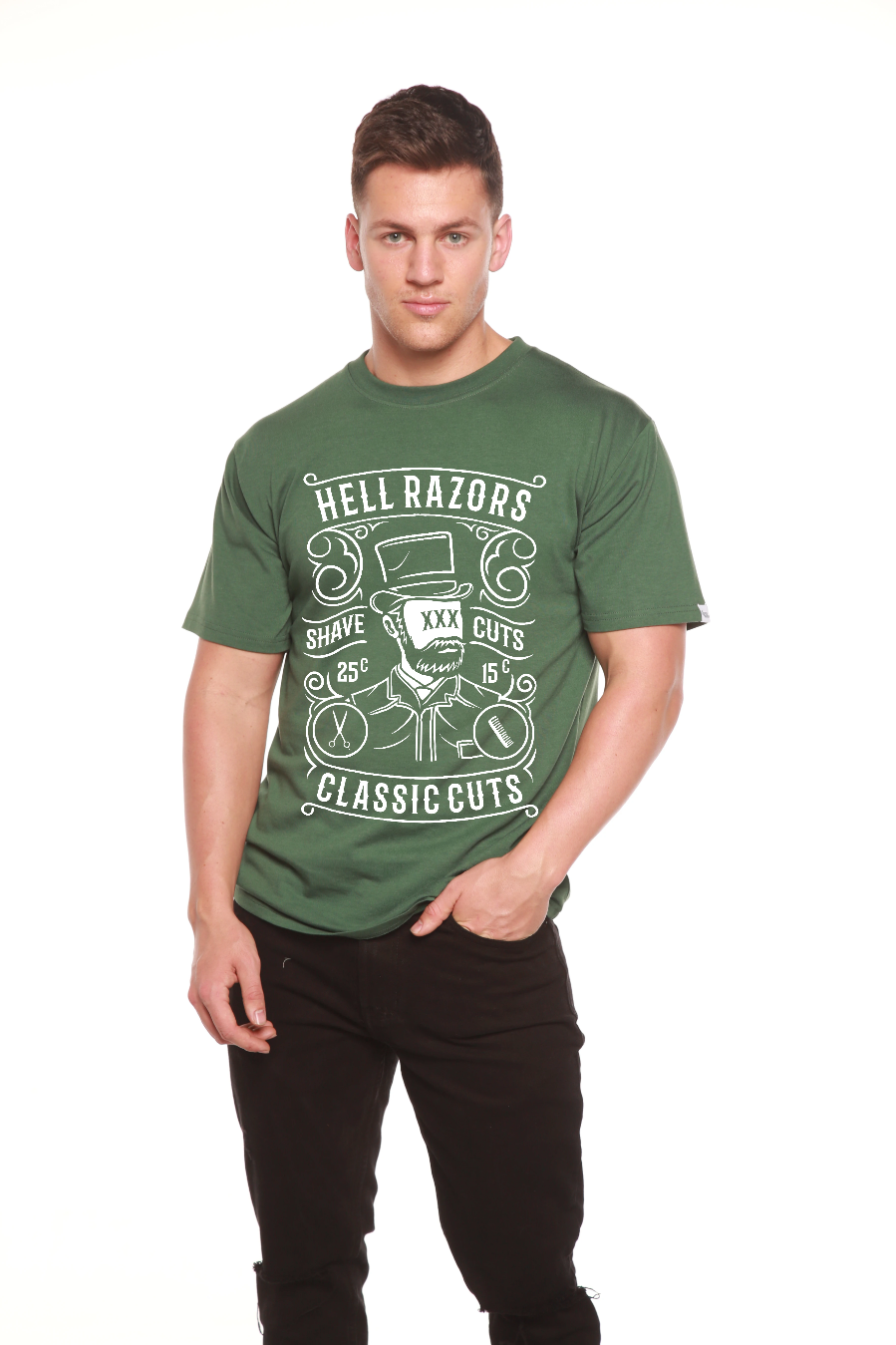 Hell Razors Men's Bamboo Viscose/Organic Cotton Short Sleeve Graphic T-Shirt
