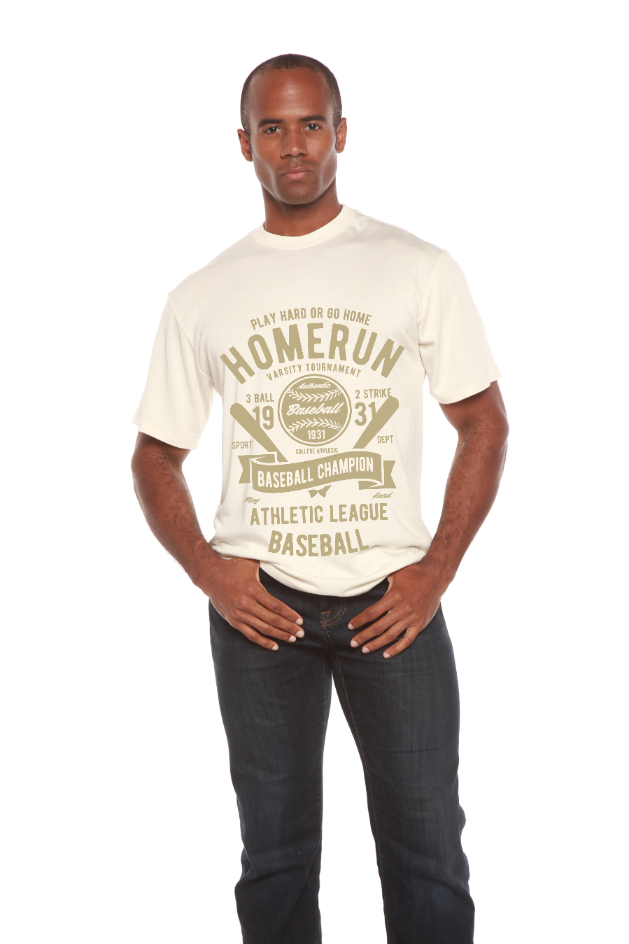 Homerun Baseball Men's Bamboo Viscose/Organic Cotton Short Sleeve Graphic T-Shirt