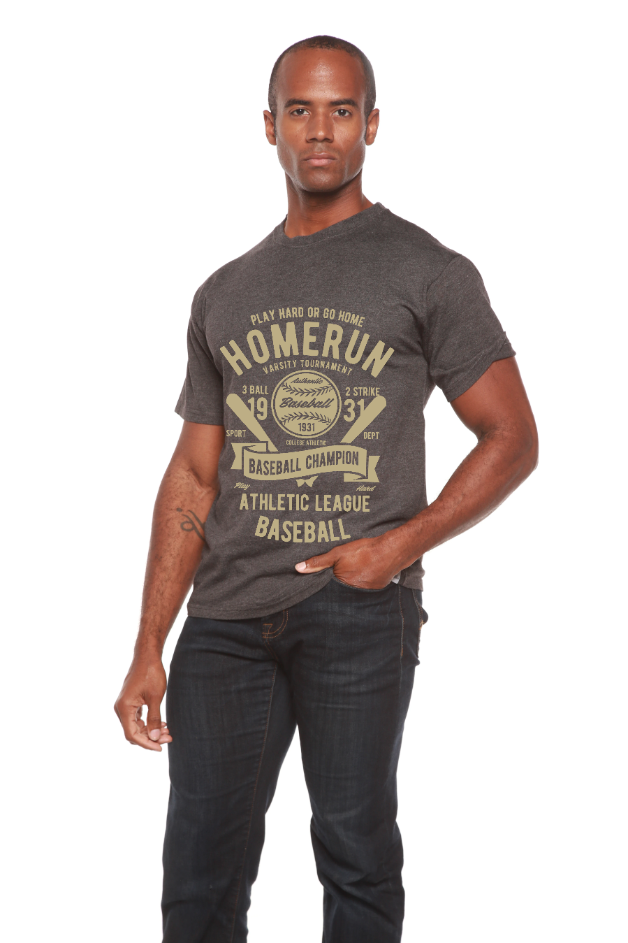Homerun Baseball Men's Bamboo Viscose/Organic Cotton Short Sleeve Graphic T-Shirt