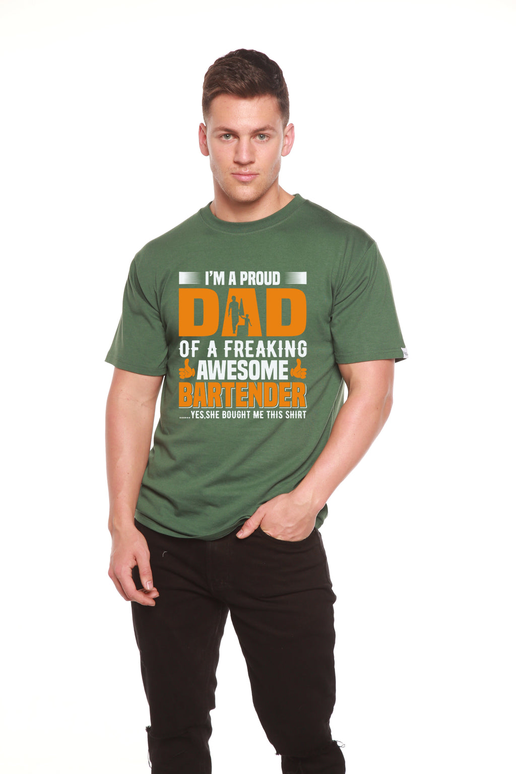I'm a Proud Dad Men's Bamboo Viscose/Organic Cotton Short Sleeve Graphic T-Shirt