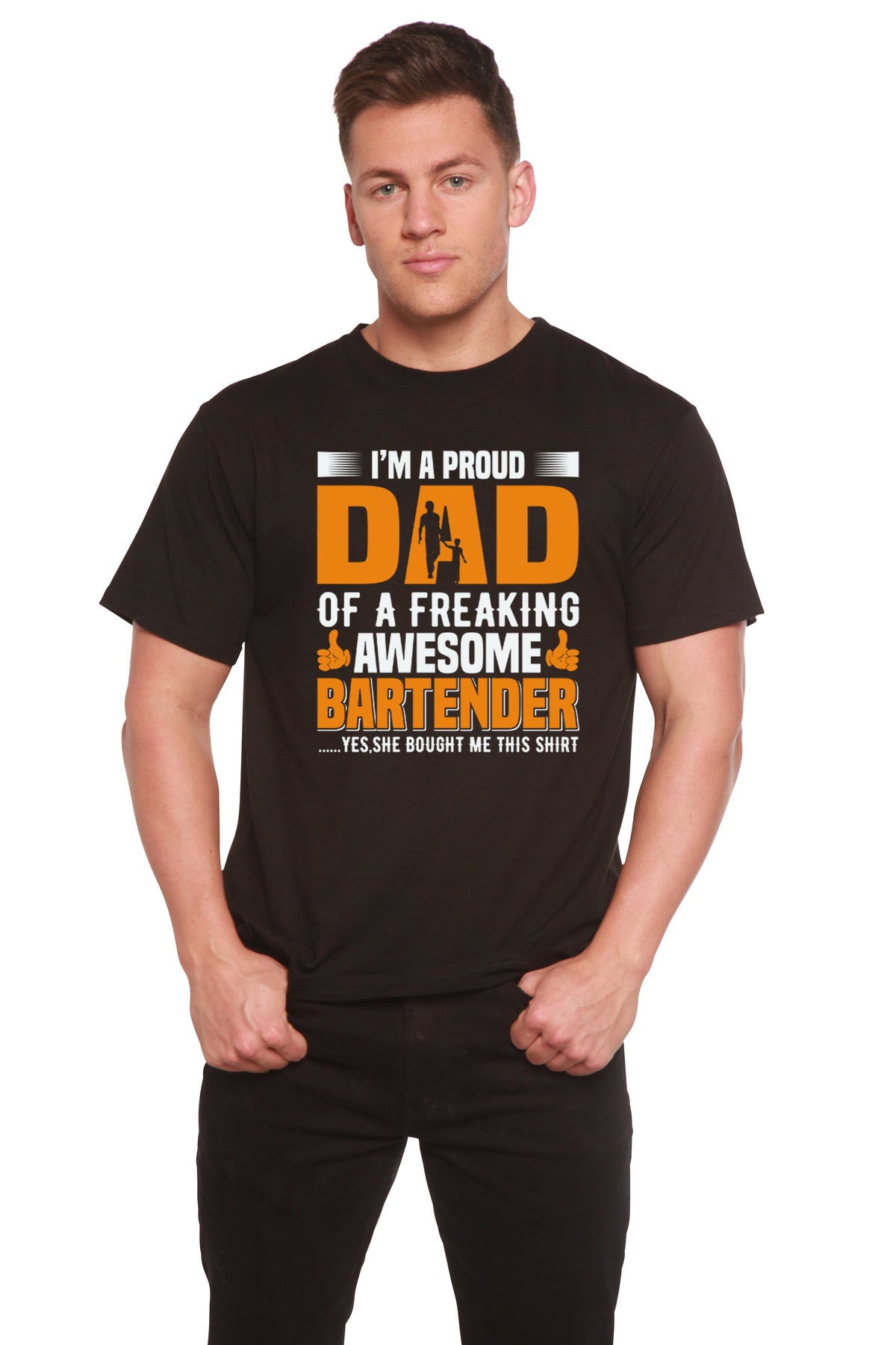 I'm a Proud Dad Men's Bamboo Viscose/Organic Cotton Short Sleeve Graphic T-Shirt