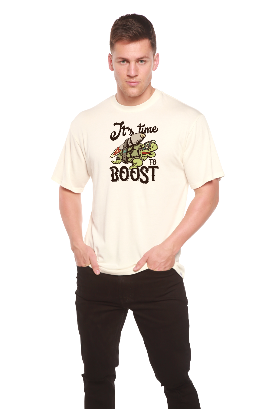 It`s time to BOOST Men's Bamboo Viscose/Organic Cotton Short Sleeve Graphic T-Shirt