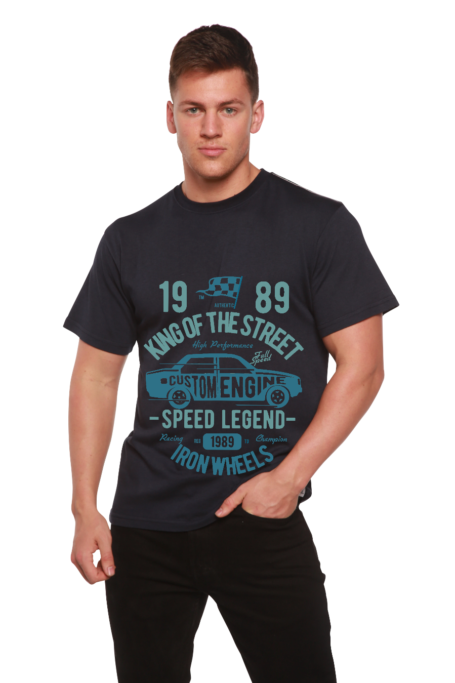 King Of The Street Men's Bamboo Viscose/Organic Cotton Short Sleeve Graphic T-Shirt