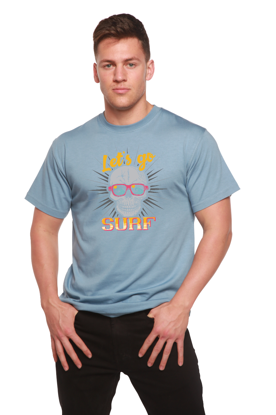 Let`s go SURF Men's Bamboo Viscose/Organic Cotton Short Sleeve Graphic T-Shirt