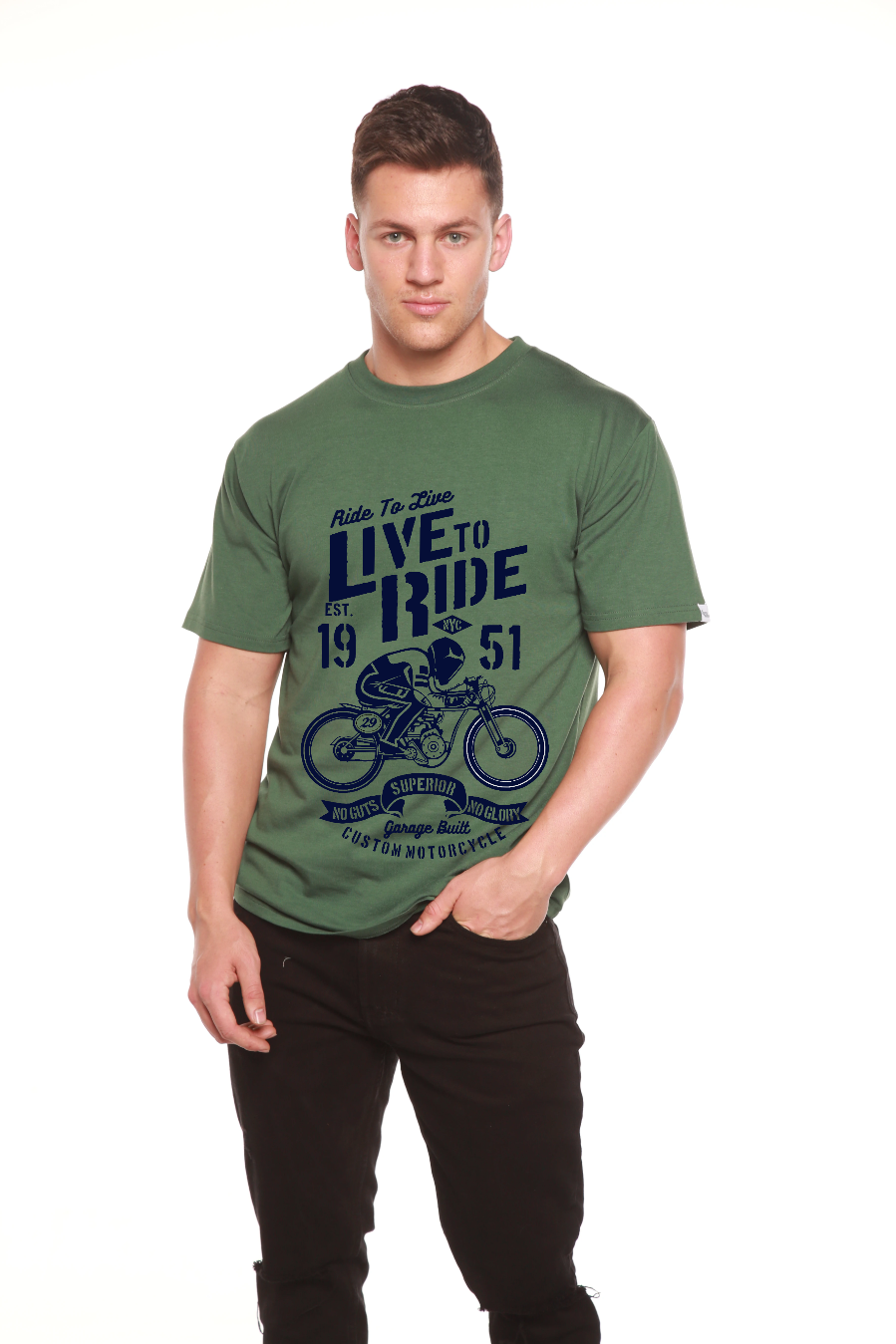 Live To Ride Men's Bamboo Viscose/Organic Cotton Short Sleeve Graphic T-Shirt