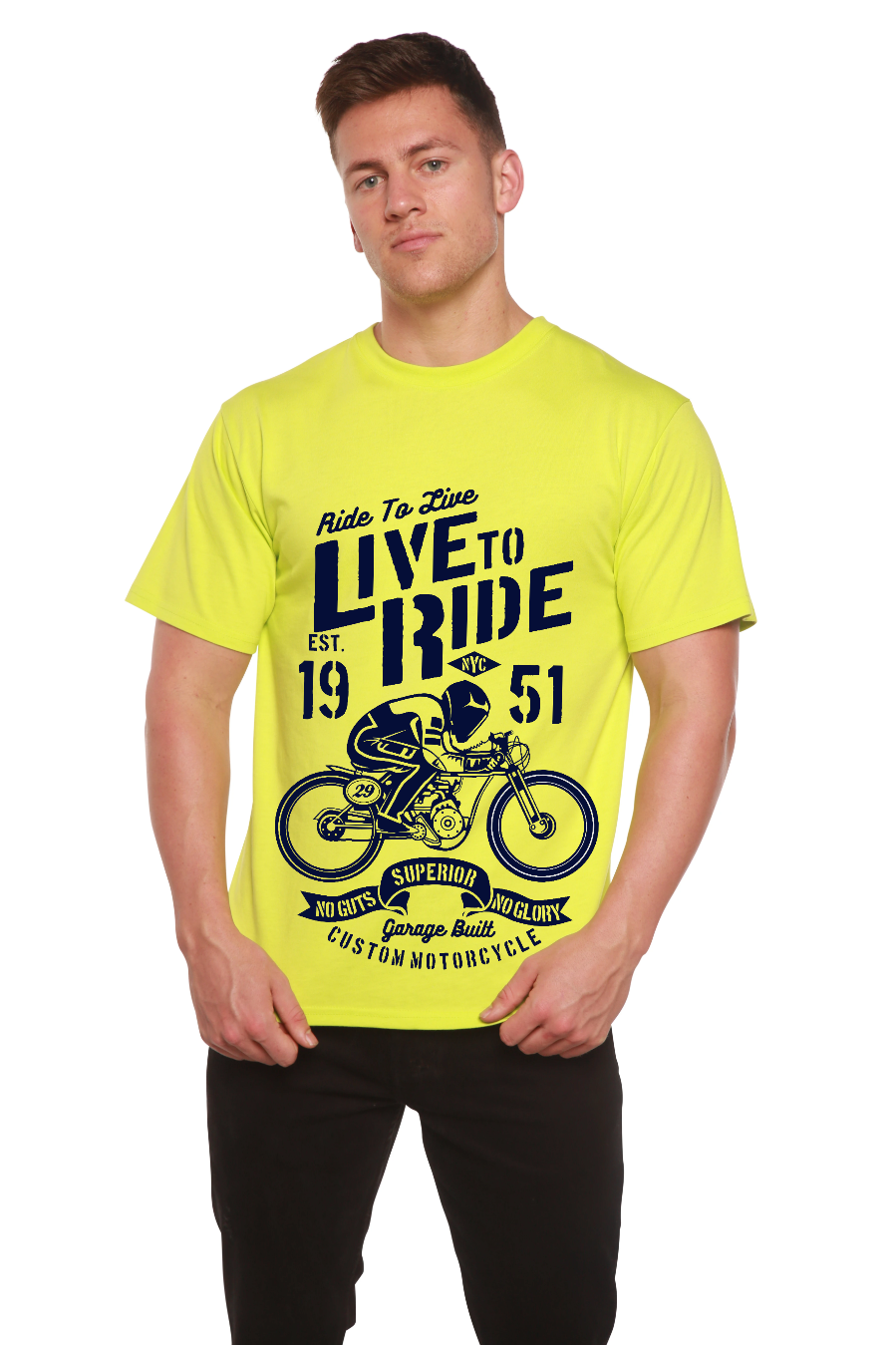 Live To Ride Men's Bamboo Viscose/Organic Cotton Short Sleeve Graphic T-Shirt