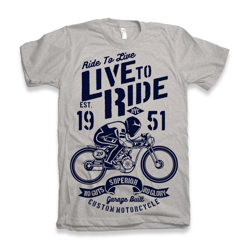 Live To Ride Men's Bamboo Viscose/Organic Cotton Short Sleeve Graphic T-Shirt