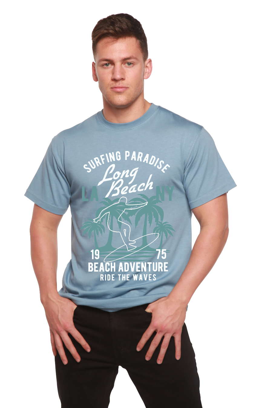 Long Beach Men's Bamboo Viscose/Organic Cotton Short Sleeve Graphic T-Shirt