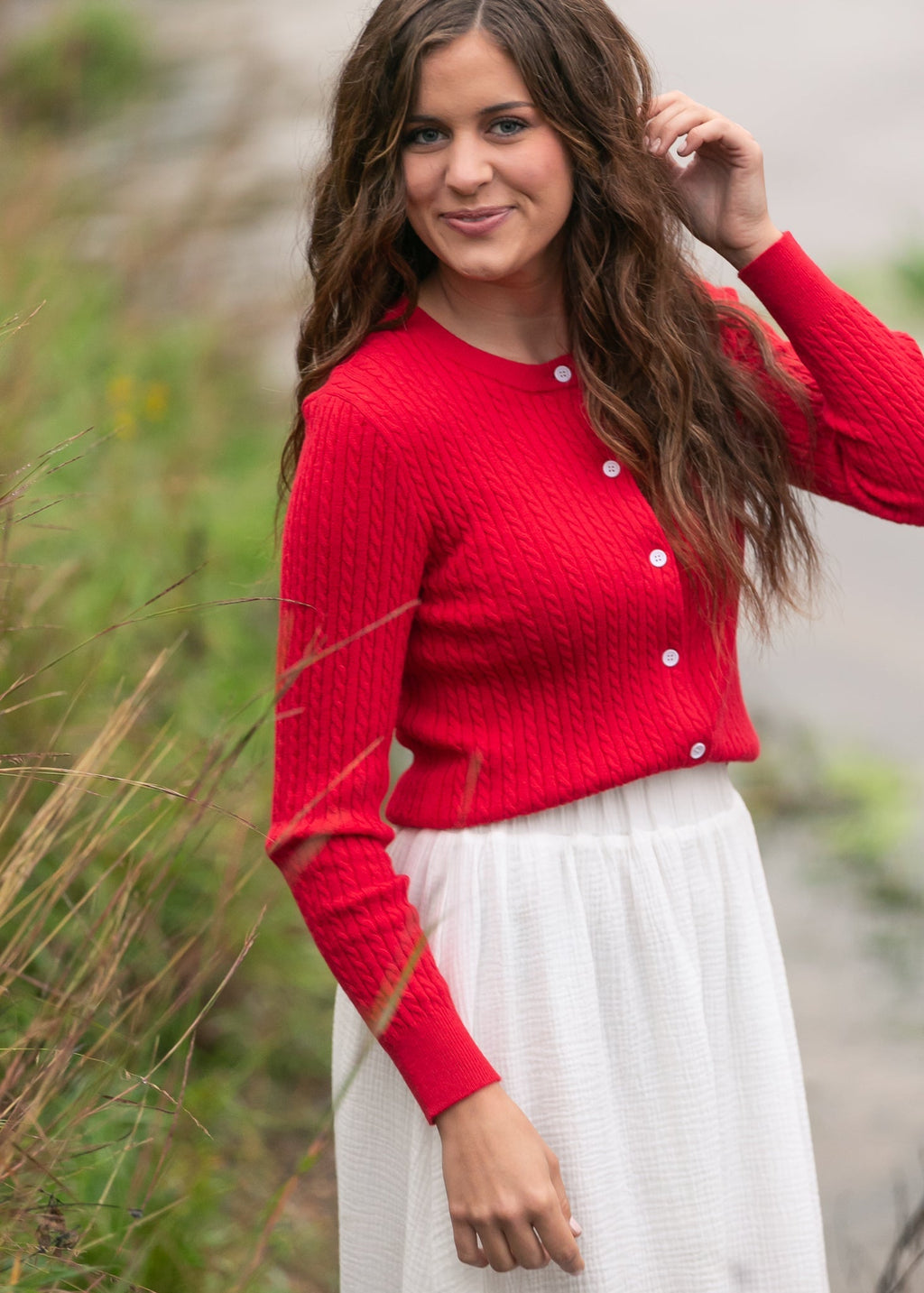 Mason Red Button Up Cardigan