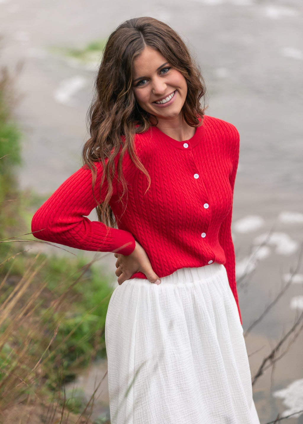 Mason Red Button Up Cardigan