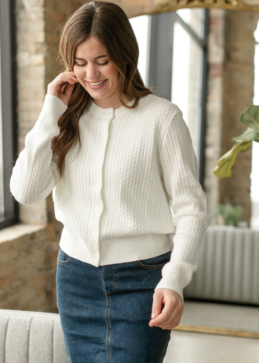 Mason White Button Up Cardigan