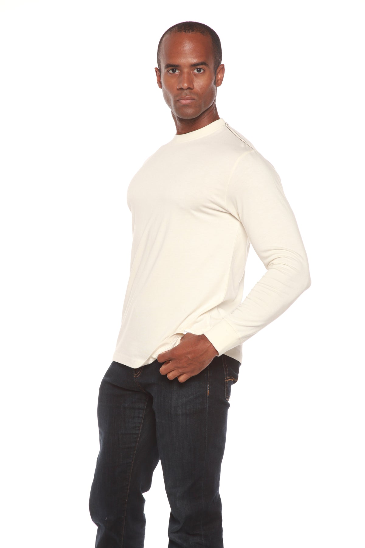 Clearance Men's Bamboo Viscose Long Sleeve Contrast Stitch T-Shirt