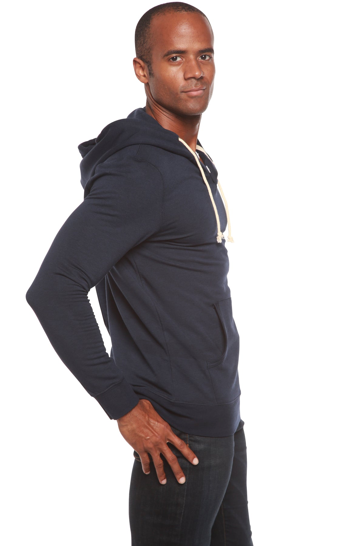 Men's Henley Style Bamboo Viscose Fleece Hoodie