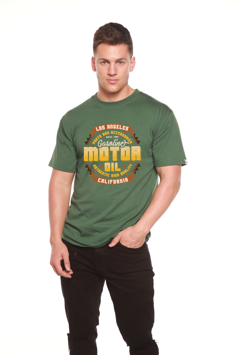 Motor oil Men's Bamboo Viscose/Organic Cotton Short Sleeve Graphic T-Shirt