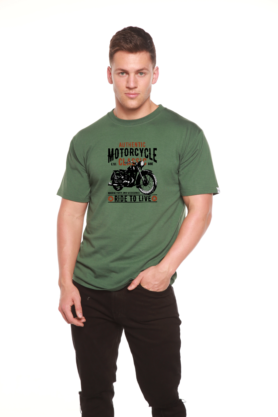 Motorcycle Classic Men's Bamboo Viscose/Organic Cotton Short Sleeve Graphic T-Shirt