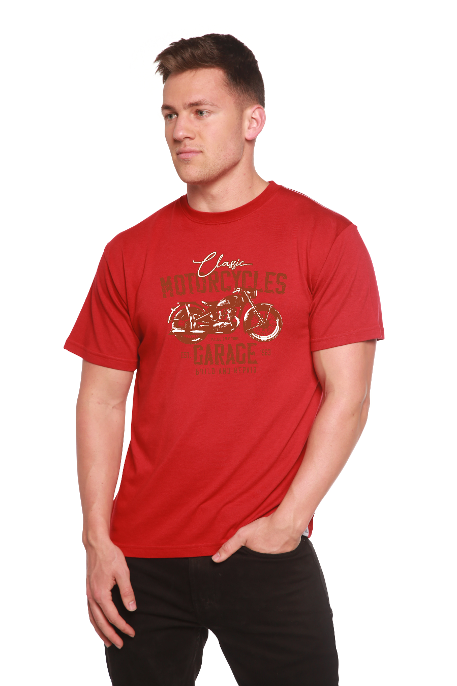 Motorcycles Garage Men's Bamboo Viscose/Organic Cotton Short Sleeve Graphic T-Shirt