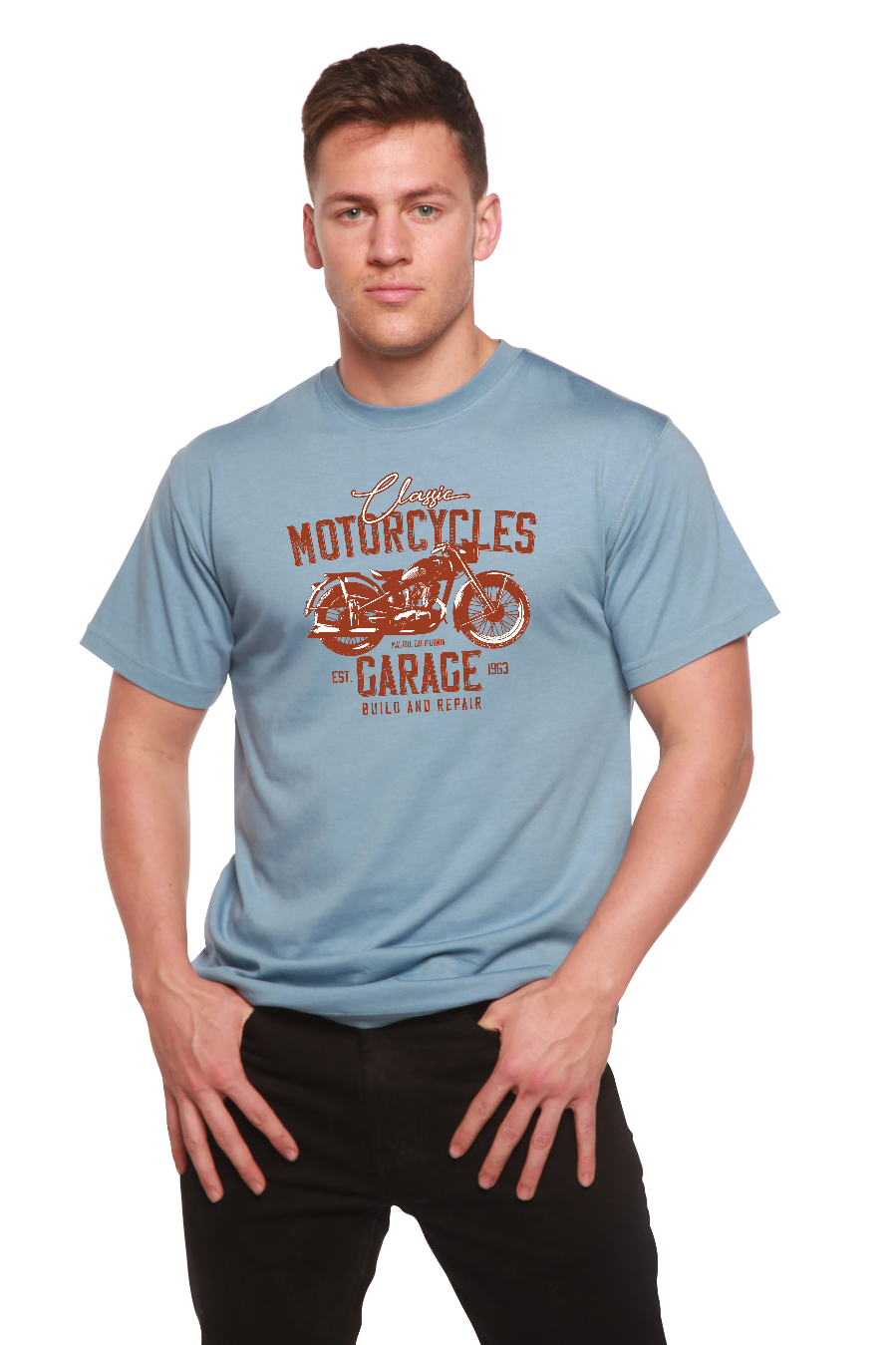 Motorcycles Garage Men's Bamboo Viscose/Organic Cotton Short Sleeve Graphic T-Shirt