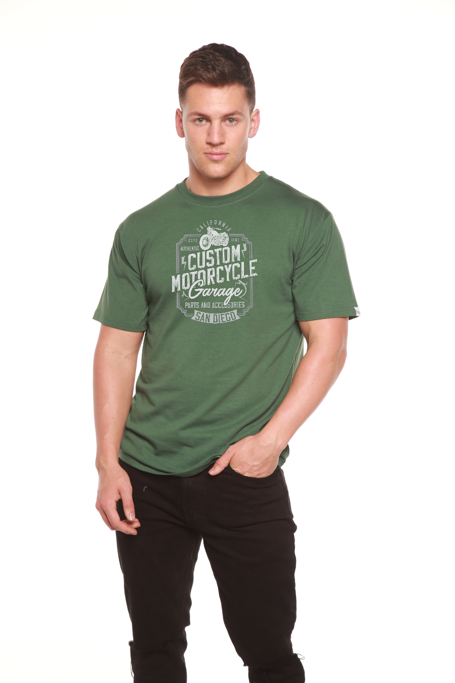Mototrcycle Garage Men's Bamboo Viscose/Organic Cotton Short Sleeve Graphic T-Shirt
