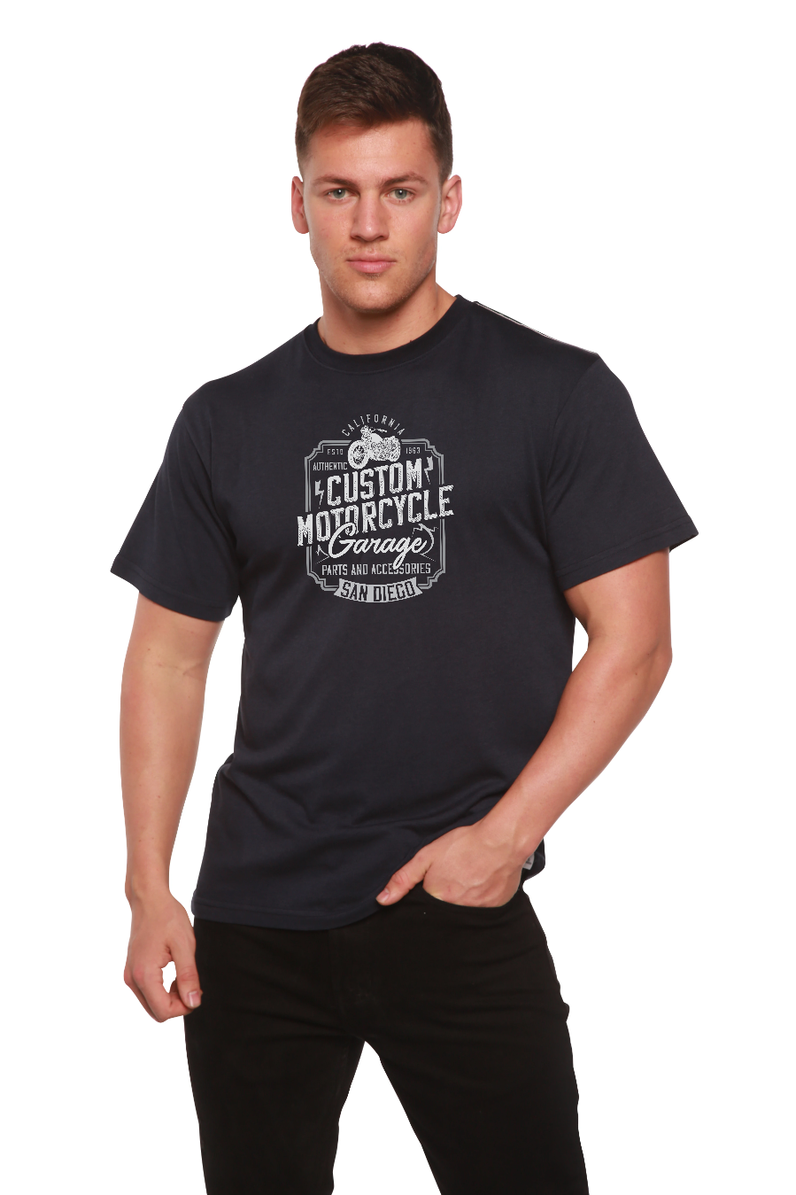 Mototrcycle Garage Men's Bamboo Viscose/Organic Cotton Short Sleeve Graphic T-Shirt