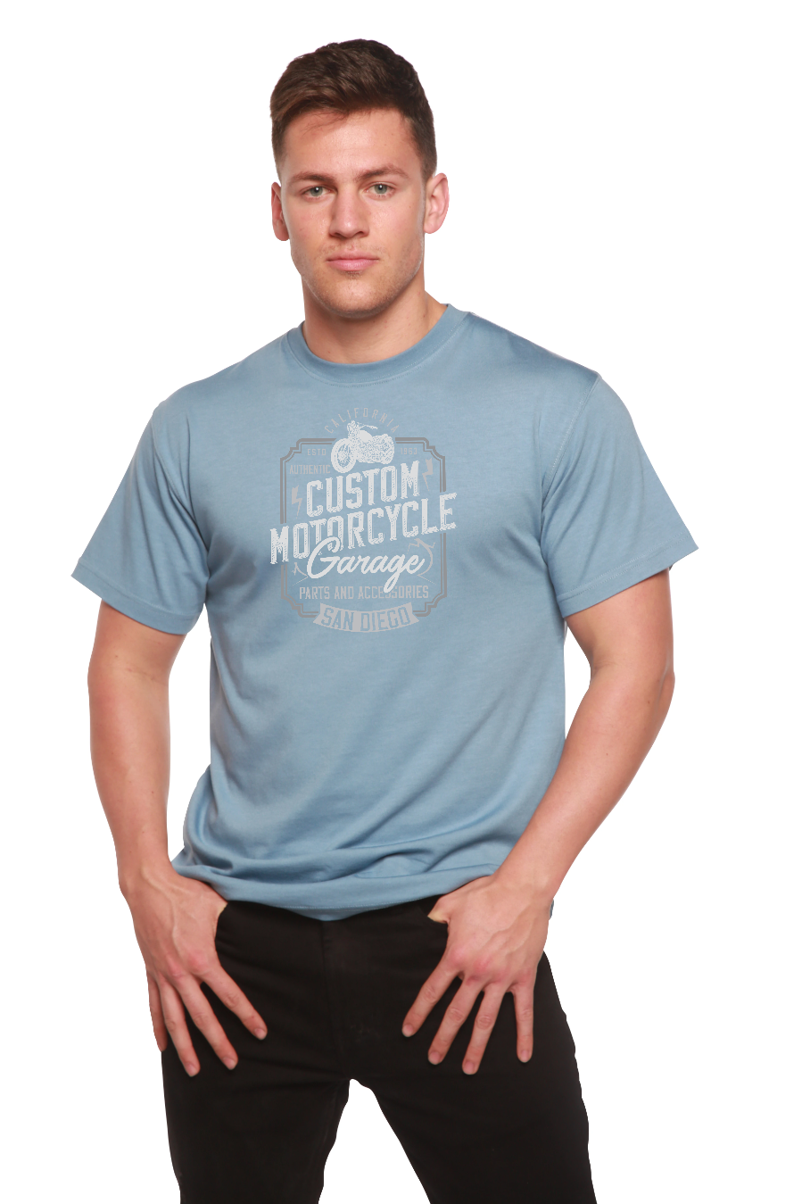 Mototrcycle Garage Men's Bamboo Viscose/Organic Cotton Short Sleeve Graphic T-Shirt