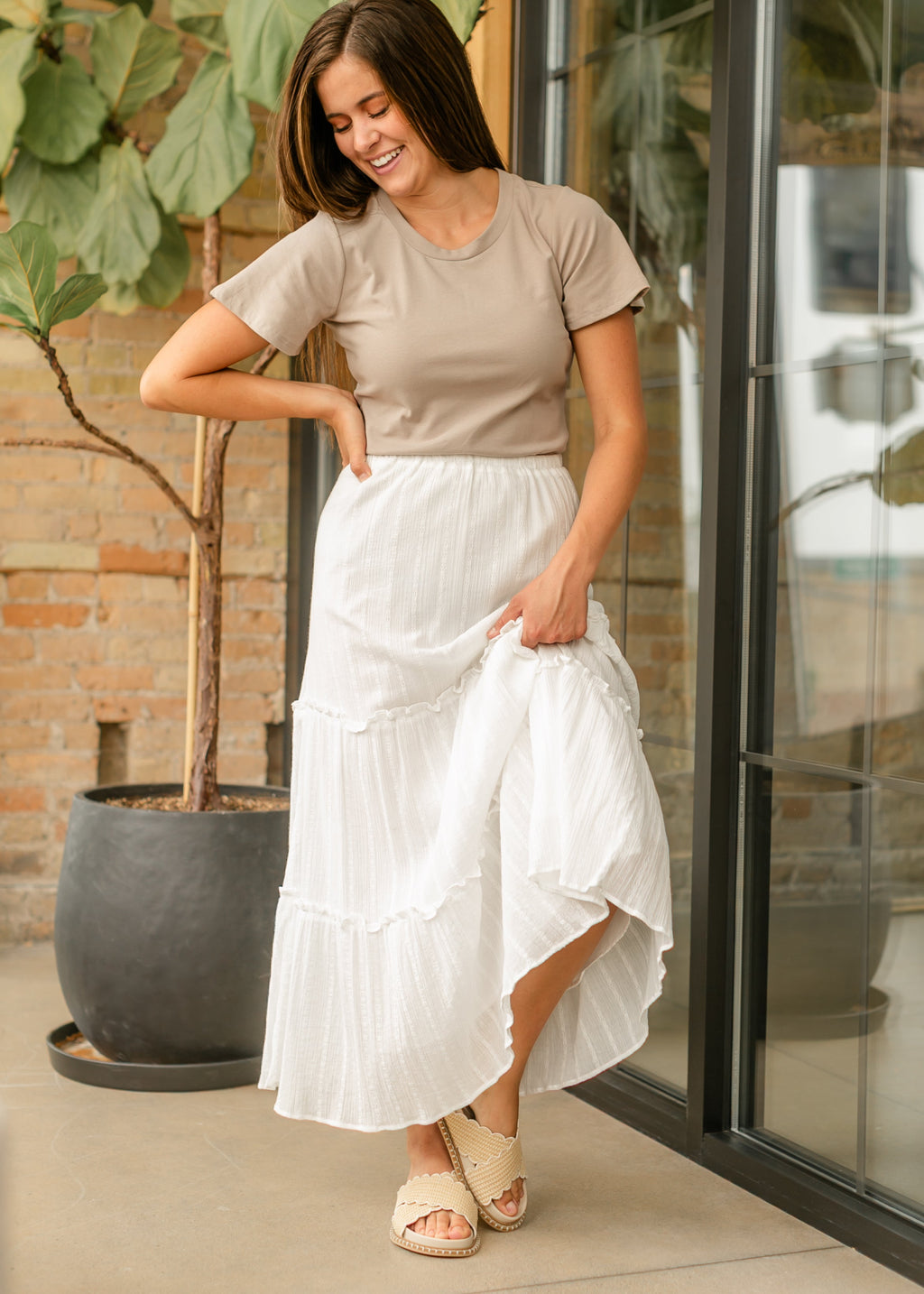 Essential Sand Flutter Sleeve Top