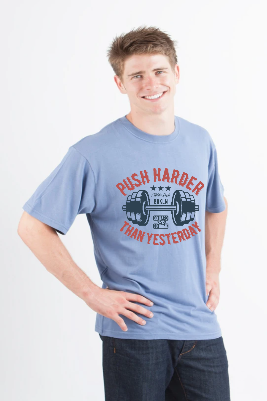 Push Harder Men's Bamboo Viscose/Organic Cotton Short Sleeve Graphic T-Shirt