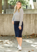 Quinn Navy Knit Midi Skirt