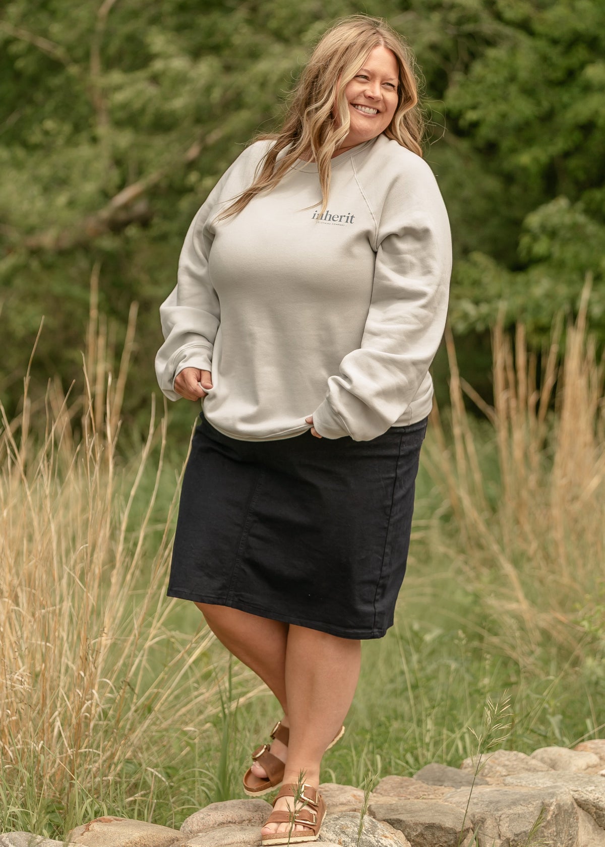 Remi Navy Denim Midi Skirt