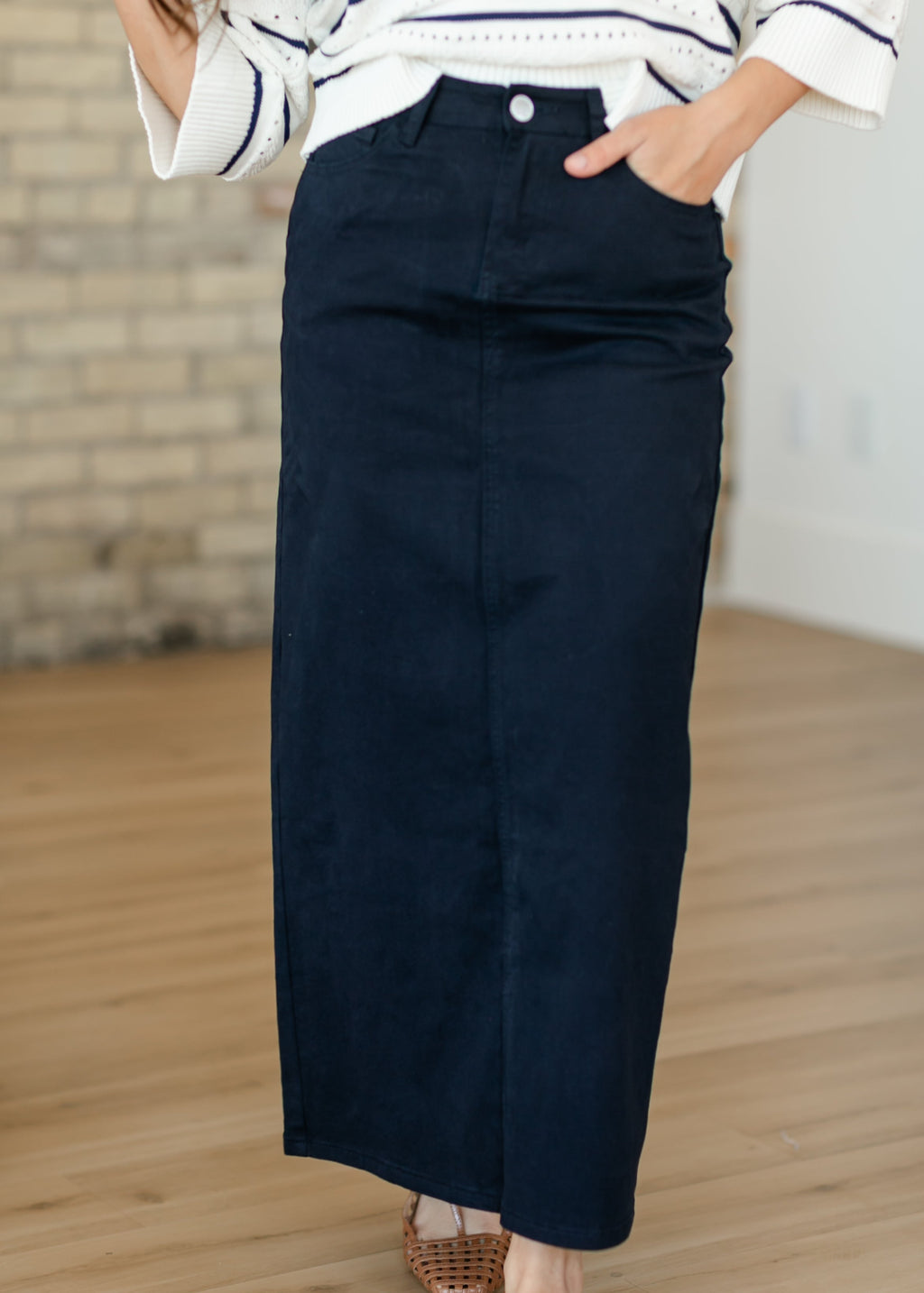 Stella Navy Maxi Denim Skirt