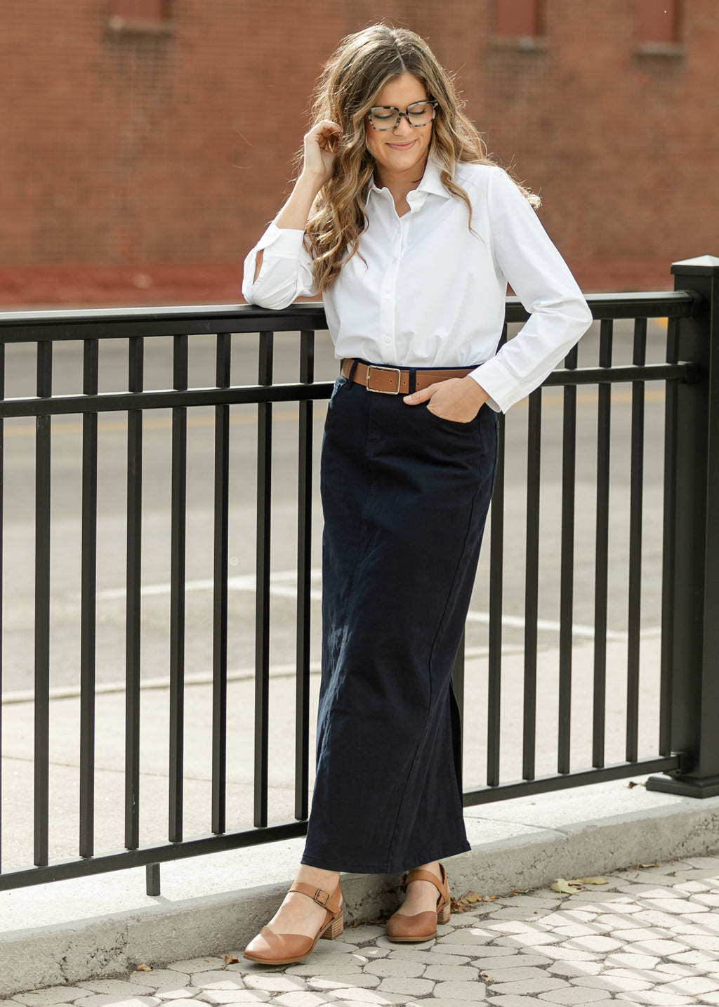 Stella Navy Maxi Denim Skirt