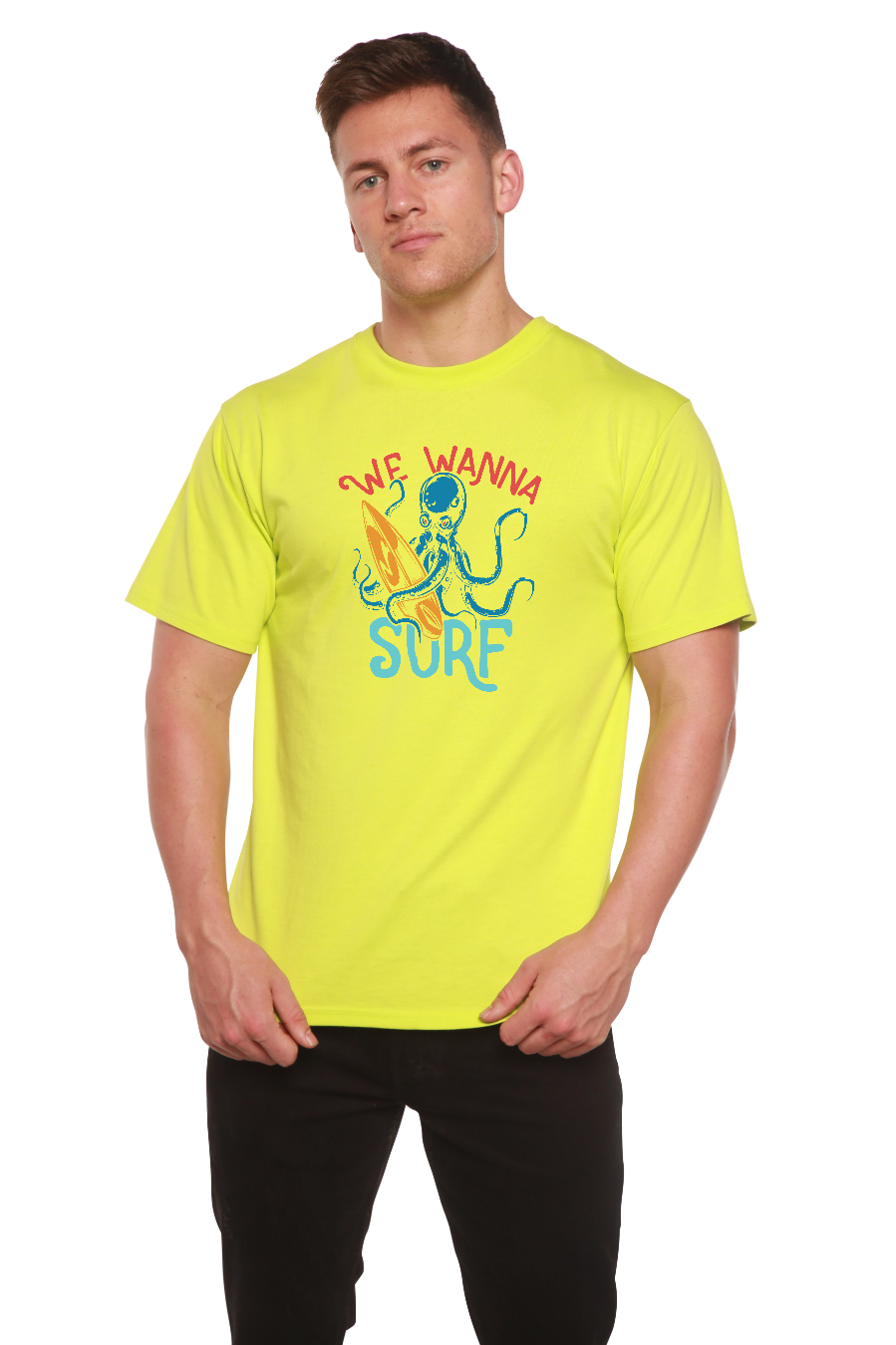 We Wanna Surf Men's Bamboo Viscose/Organic Cotton Short Sleeve Graphic T-Shirt