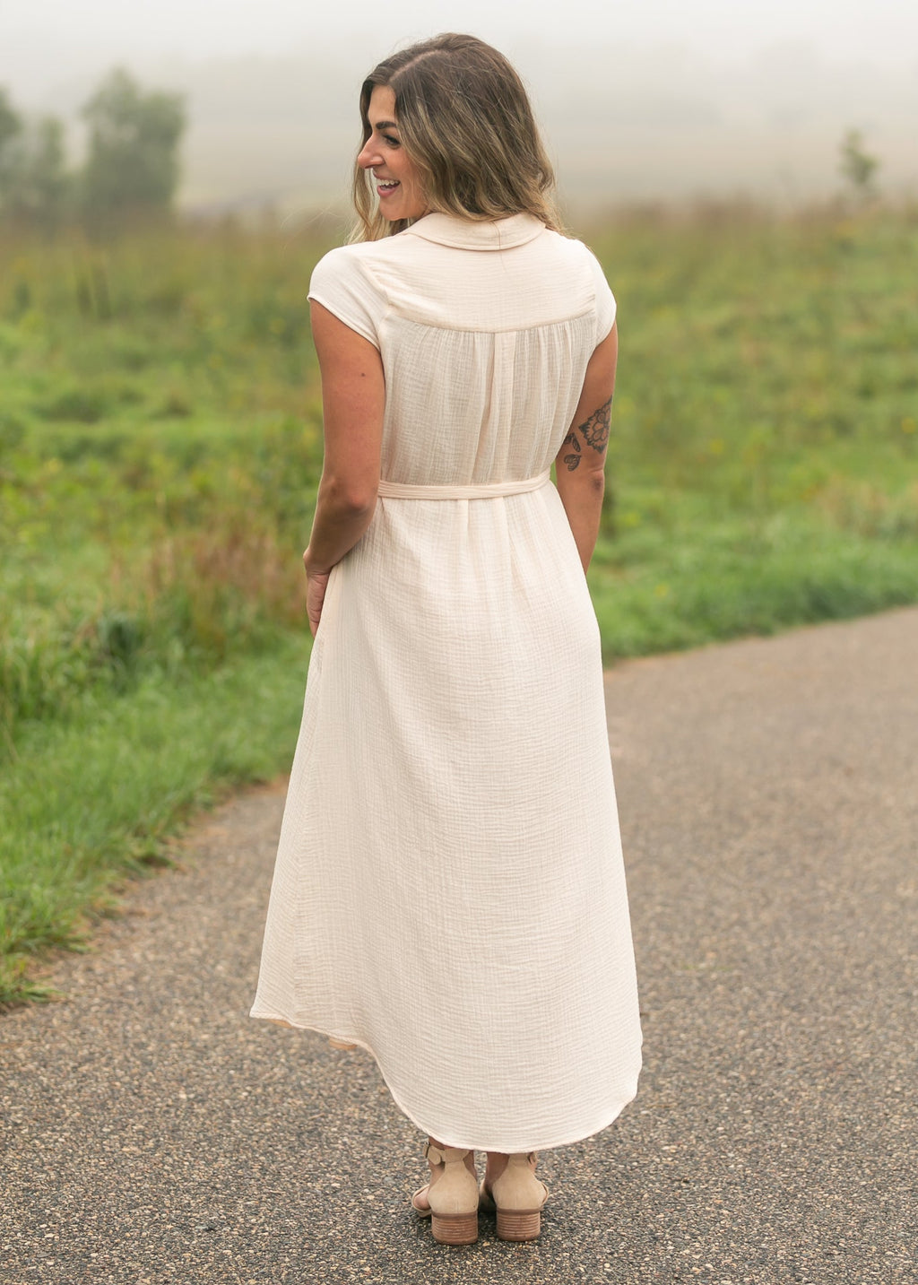 Willow Blush Pink Cotton Gauze Midi Dress