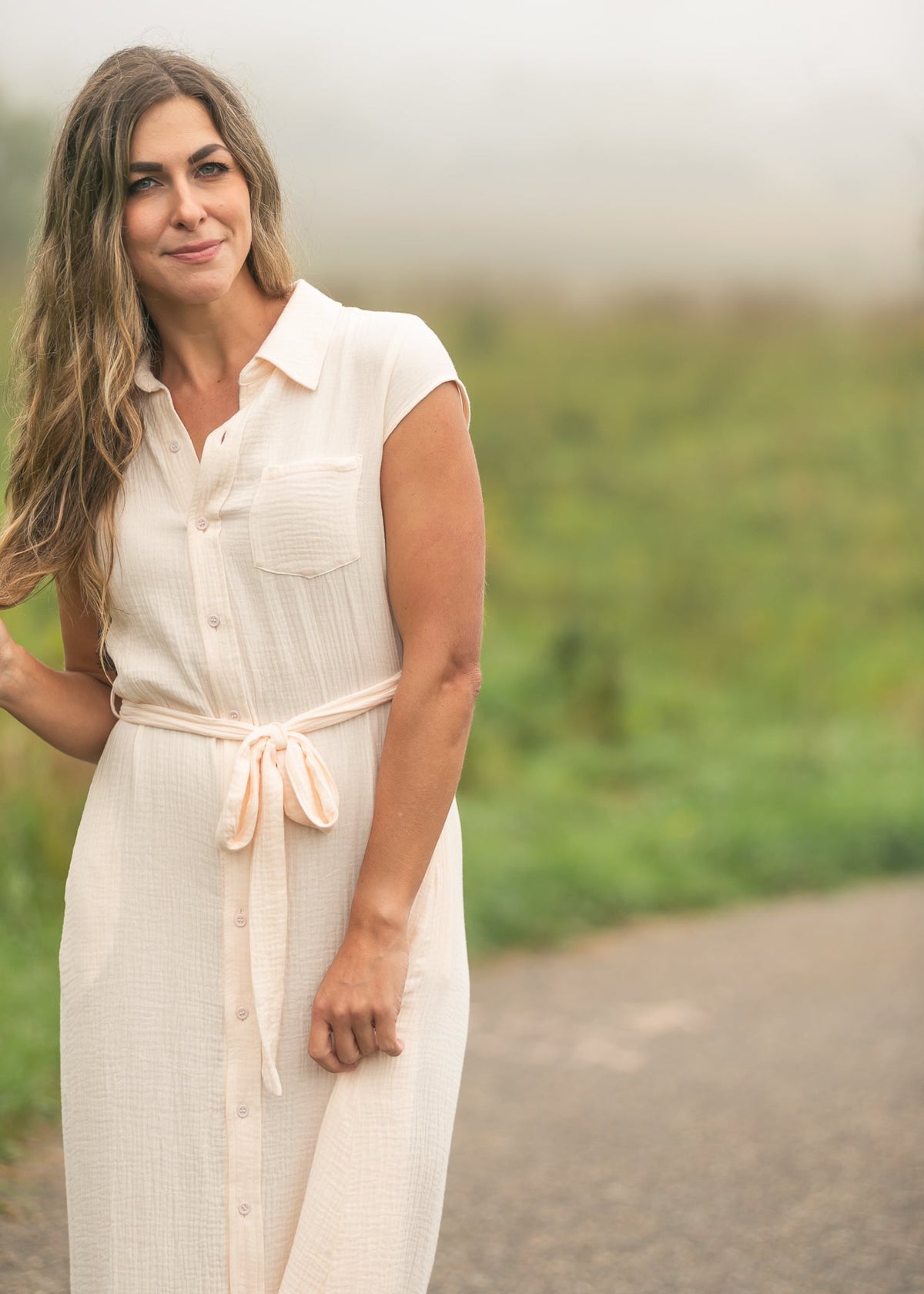 Willow Blush Pink Cotton Gauze Midi Dress