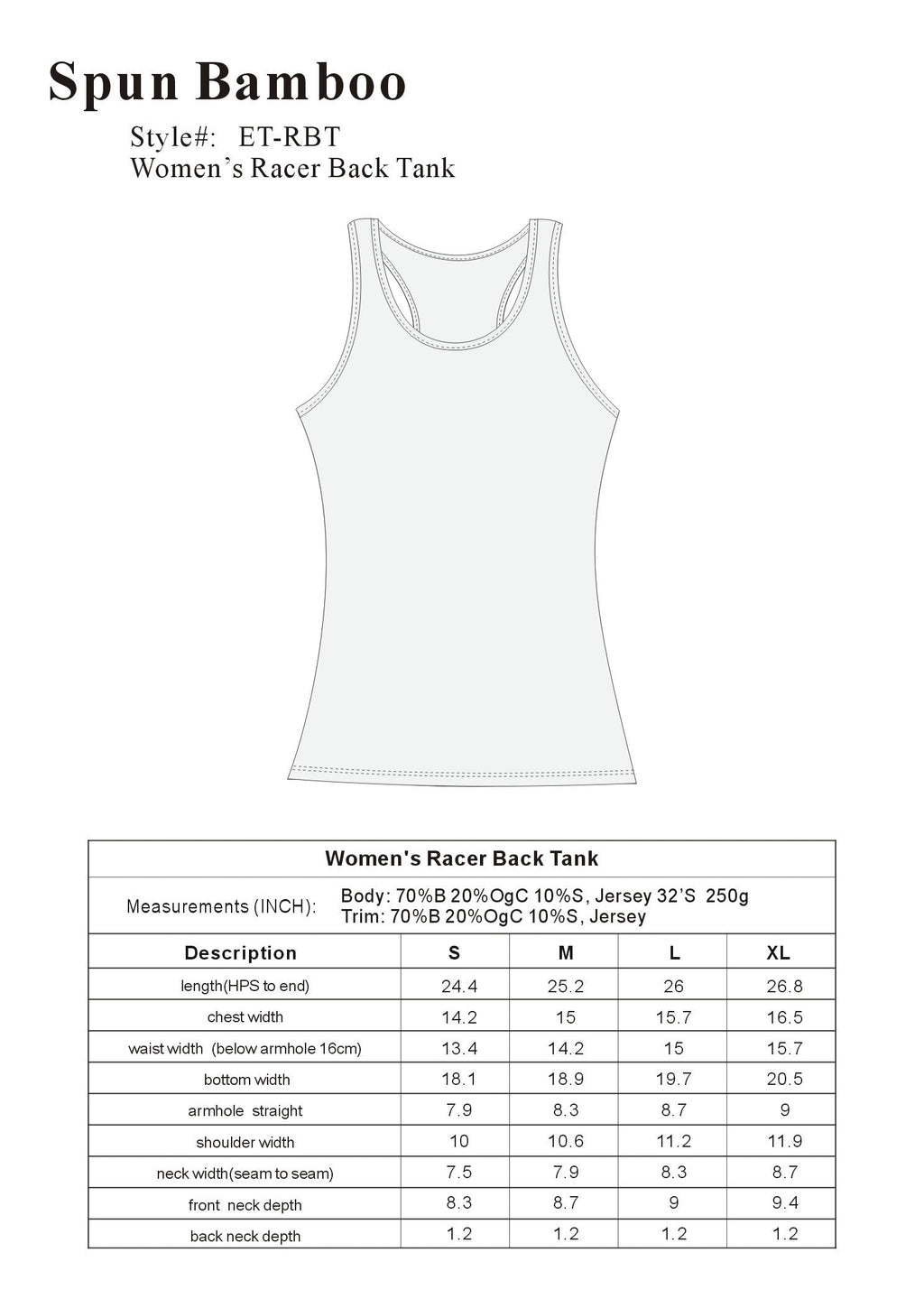 Clearance Women's Bamboo/Cotton Racer Back Tank Top