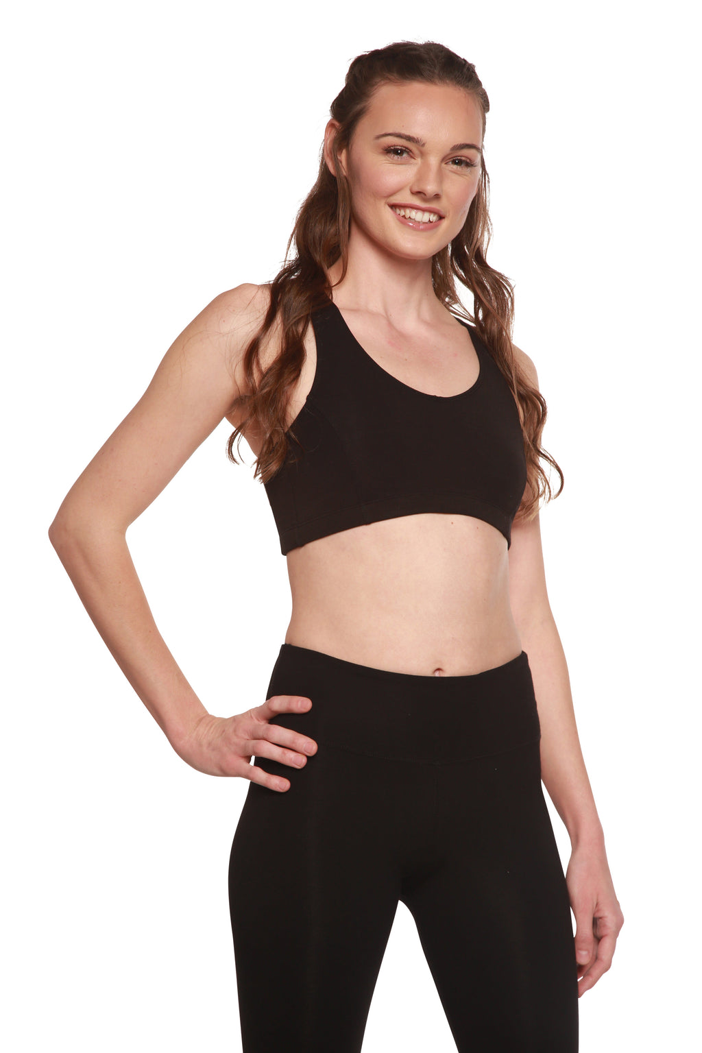 New Women's Bamboo Padded Sports Bra in Black